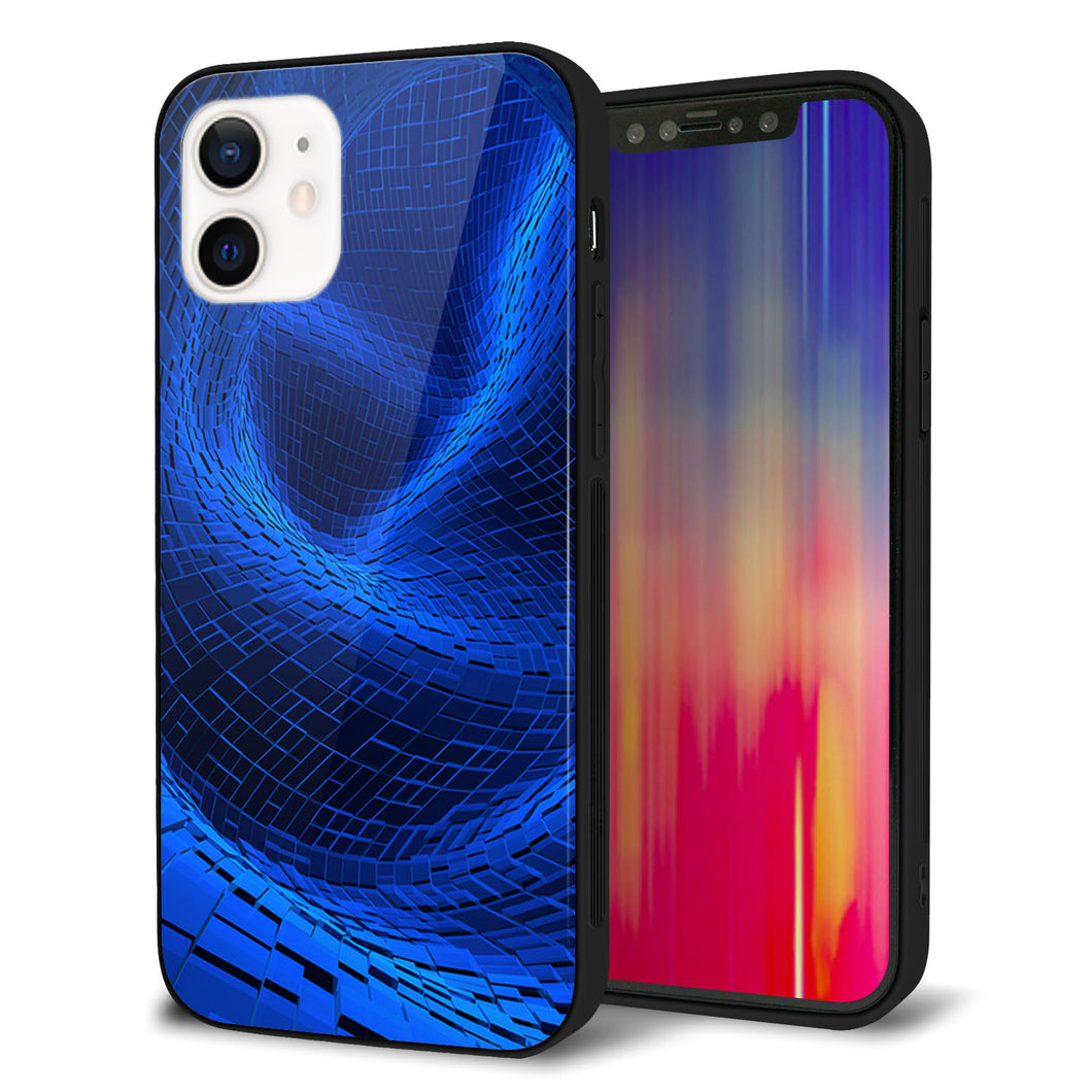 iPhone12 強化ガラス＆TPUスマホケース ガラプリ【1302 ワープブルー】