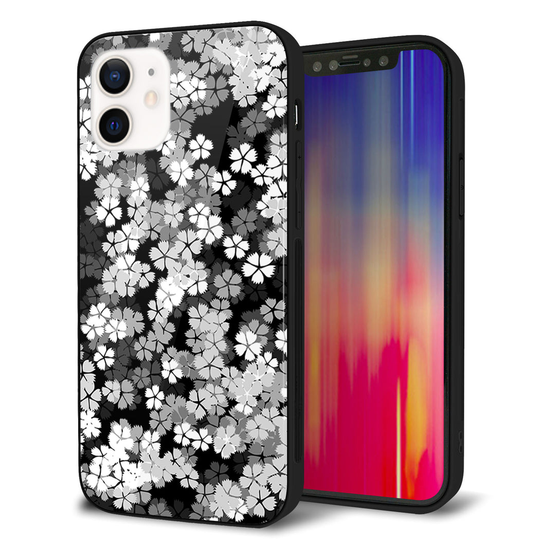 iPhone12 強化ガラス＆TPUスマホケース ガラプリ【1332 夜桜】