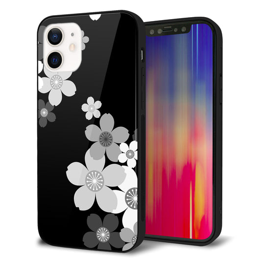 iPhone12 強化ガラス＆TPUスマホケース ガラプリ【1334 桜のフレーム】