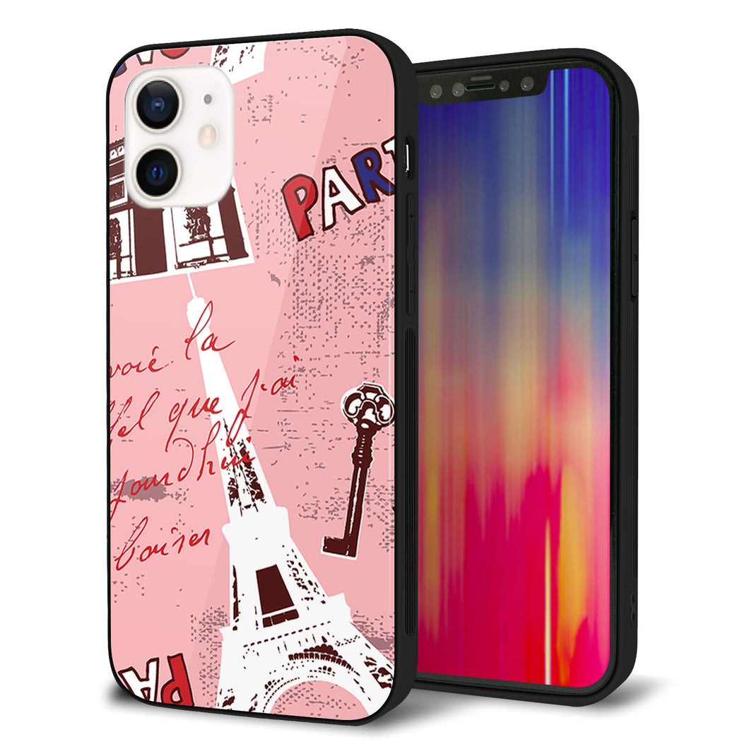 iPhone12 強化ガラス＆TPUスマホケース ガラプリ【EK813 ビューティフルパリレッド】