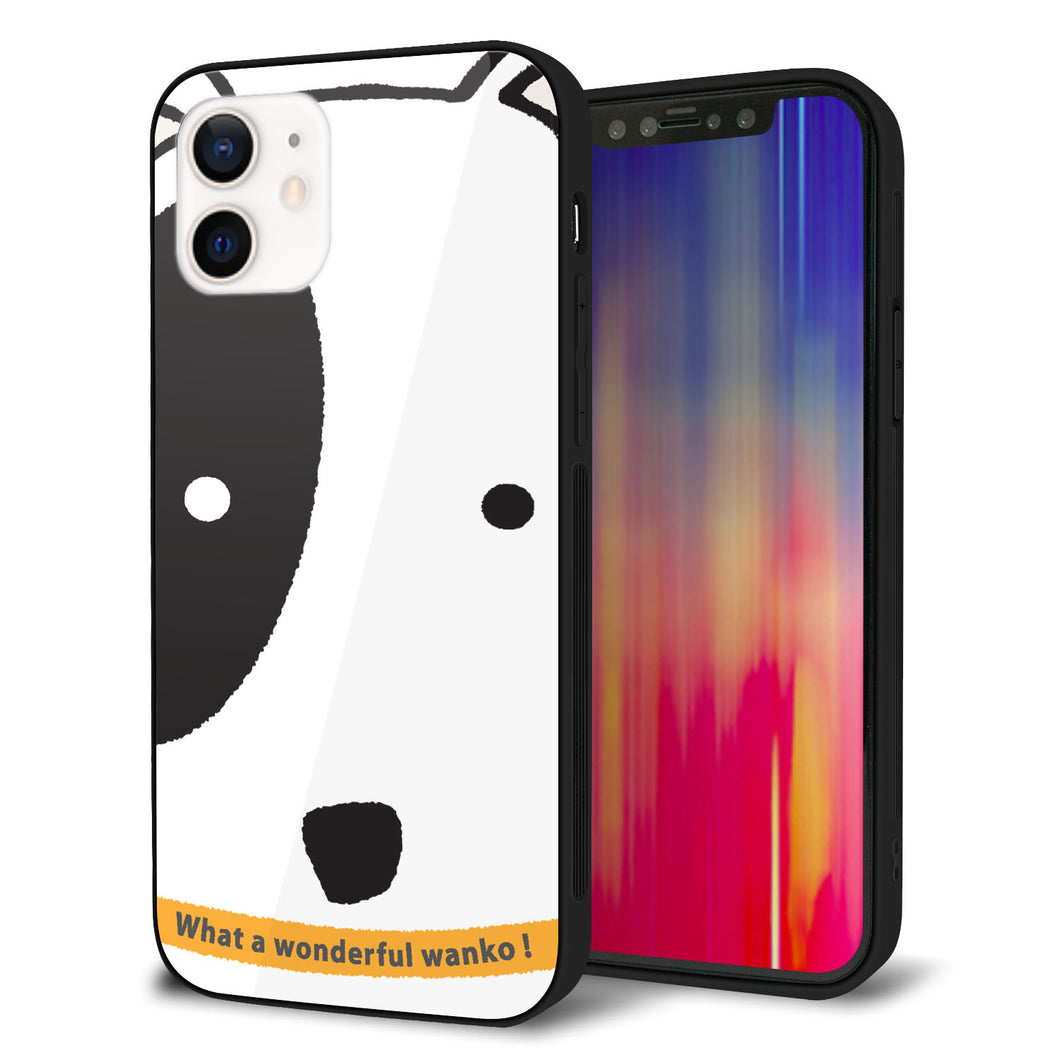 iPhone12 強化ガラス＆TPUスマホケース ガラプリ【IA800 わんこ】