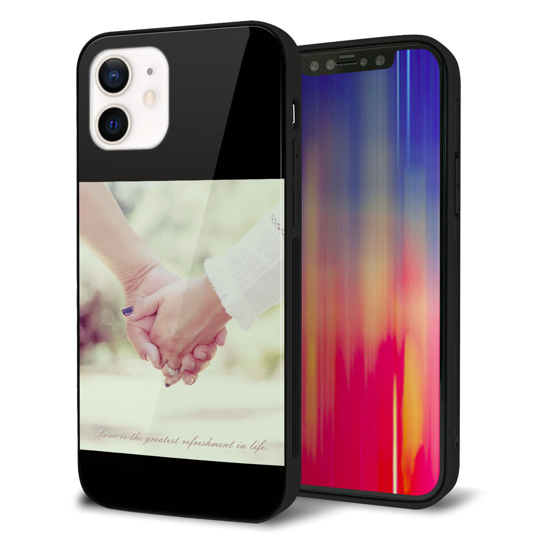 iPhone12 強化ガラス＆TPUスマホケース ガラプリ【KM875 カップル】