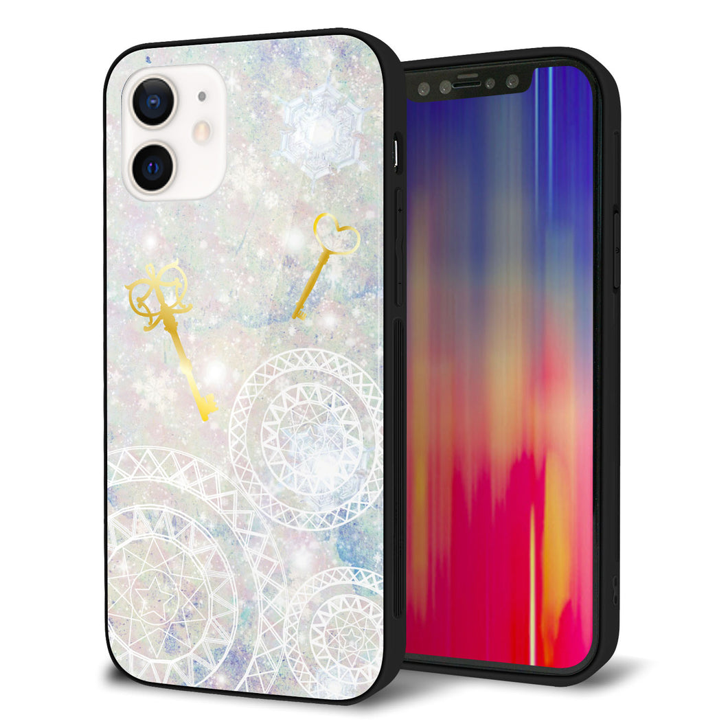 iPhone12 強化ガラス＆TPUスマホケース ガラプリ【KM881 魔法陣と鍵】