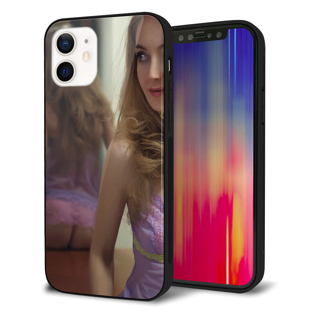 iPhone12 強化ガラス＆TPUスマホケース ガラプリ【KM886 ミラー】