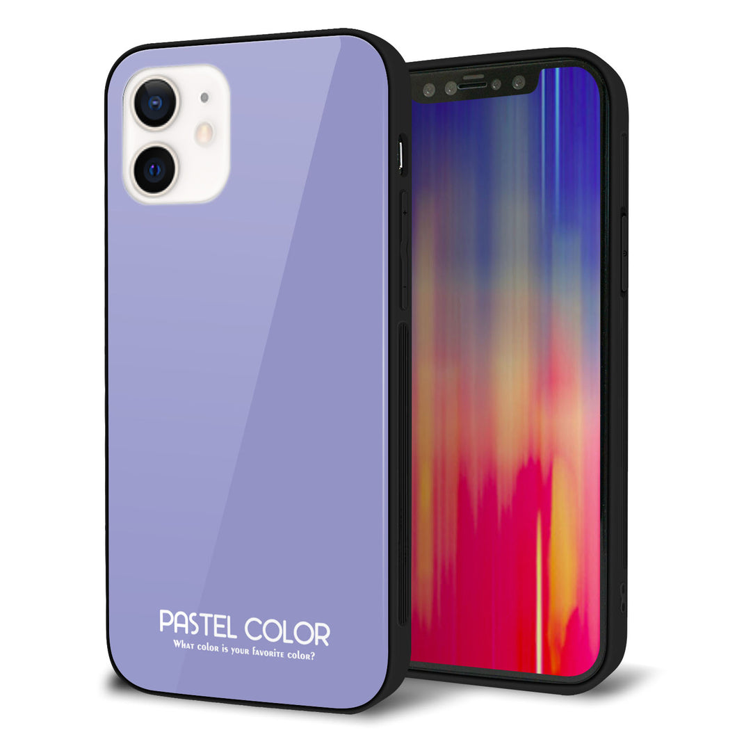iPhone12 強化ガラス＆TPUスマホケース ガラプリ【KM900 パステルカラー(パステルブルー)】