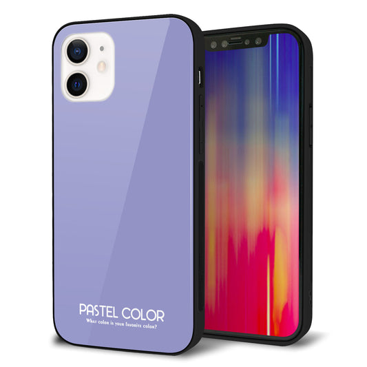 iPhone12 強化ガラス＆TPUスマホケース ガラプリ【KM900 パステルカラー(パステルブルー)】