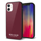 iPhone12 強化ガラス＆TPUスマホケース ガラプリ【KM919 レトロカラー(バーガンディー)】