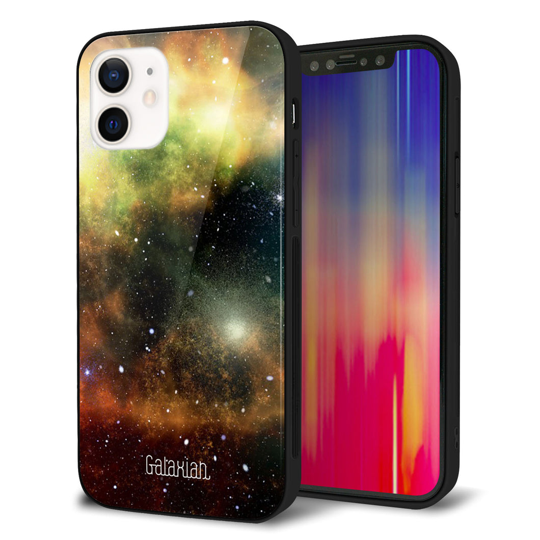 iPhone12 強化ガラス＆TPUスマホケース ガラプリ【KM926 Galaxias Yellow】