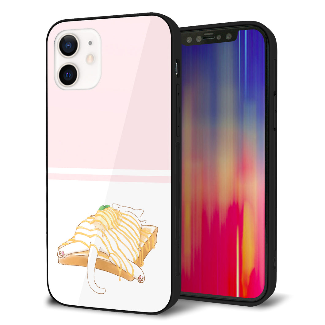 iPhone12 強化ガラス＆TPUスマホケース ガラプリ【KM961 メープルアイス】