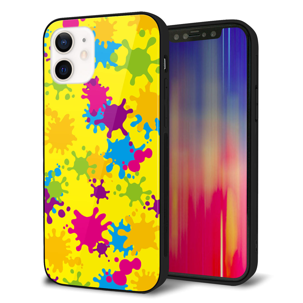 iPhone12 強化ガラス＆TPUスマホケース ガラプリ【MA879 ペイントイエロー】