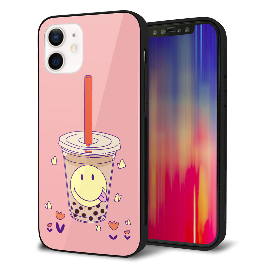 iPhone12 強化ガラス＆TPUスマホケース ガラプリ【MA903 タピオカ】