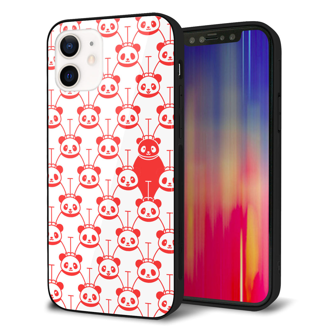 iPhone12 強化ガラス＆TPUスマホケース ガラプリ【MA913 パターン パンダ】