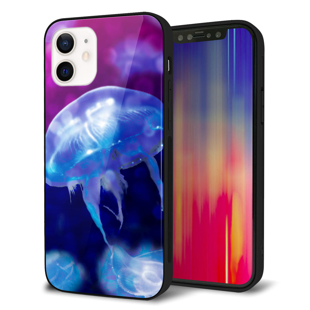iPhone12 強化ガラス＆TPUスマホケース ガラプリ【MA934 クラゲハイライト】
