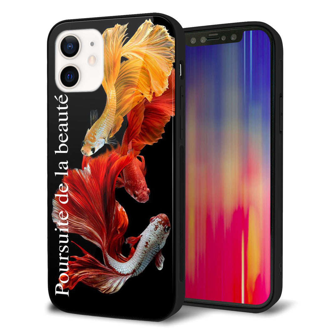 iPhone12 強化ガラス＆TPUスマホケース ガラプリ【MA956 金魚 A】