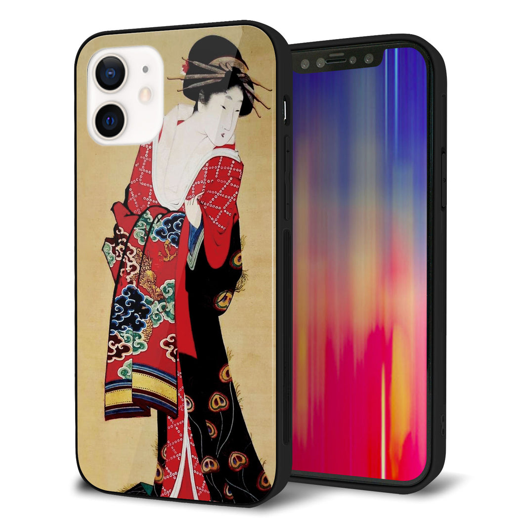 iPhone12 強化ガラス＆TPUスマホケース ガラプリ【MA965 花魁 A】