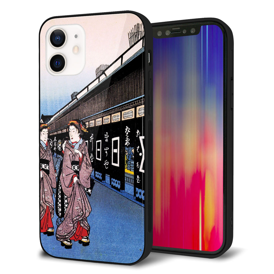 iPhone12 強化ガラス＆TPUスマホケース ガラプリ【MA966 花魁 B】