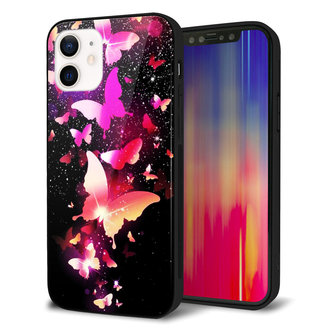 iPhone12 強化ガラス＆TPUスマホケース ガラプリ【MA991 蝶C】