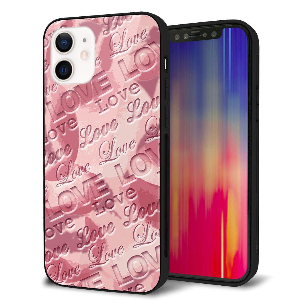 iPhone12 強化ガラス＆TPUスマホケース ガラプリ【SC844 フラワーヴェルニLOVE（ローズヴェルール）】