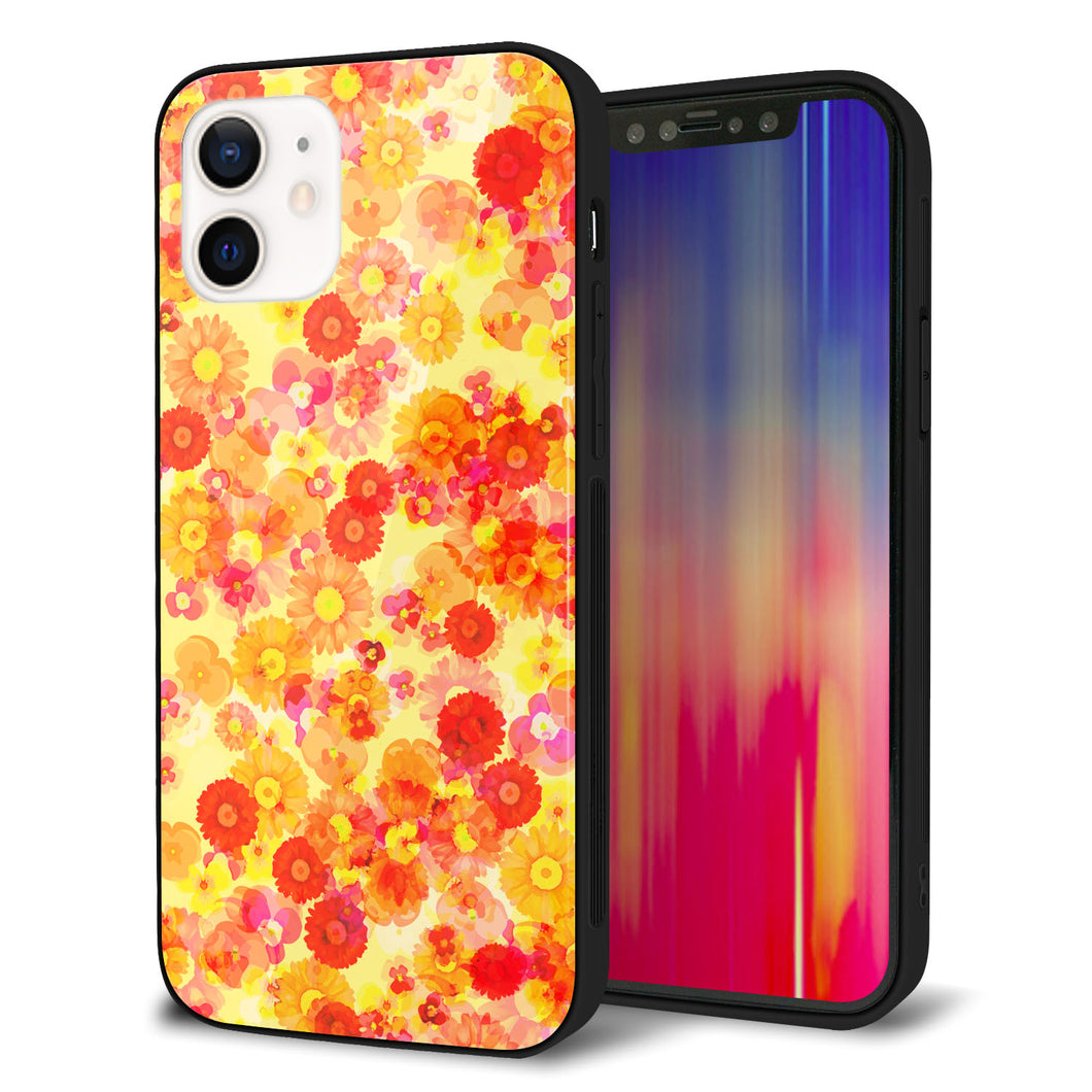 iPhone12 強化ガラス＆TPUスマホケース ガラプリ【SC867 リバティプリント フルールドパルファン（イエロー）】