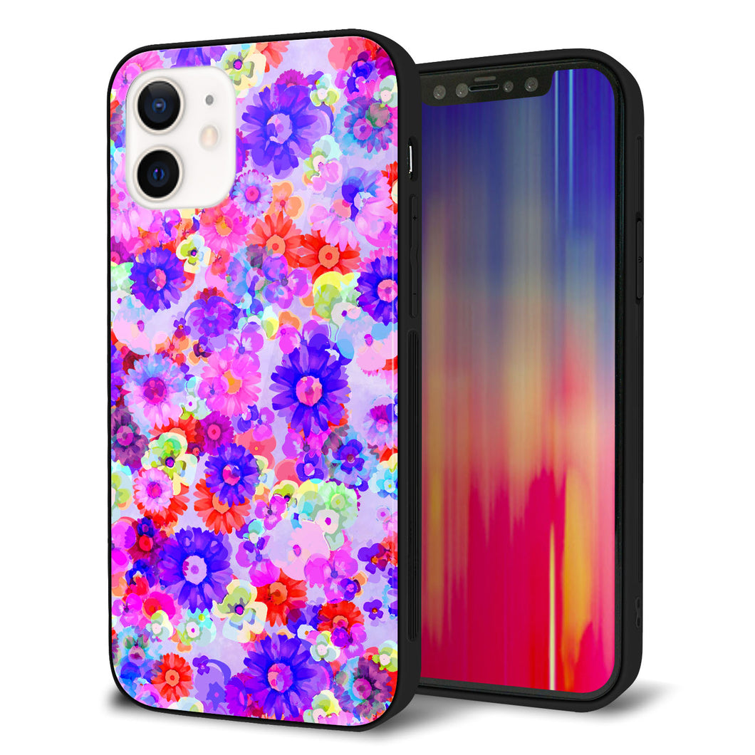 iPhone12 強化ガラス＆TPUスマホケース ガラプリ【SC868 リバティプリント フルールドパルファン（パープル）】