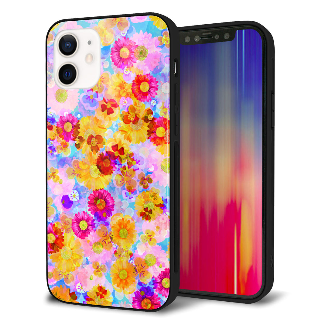 iPhone12 強化ガラス＆TPUスマホケース ガラプリ【SC870 リバティプリント フルールドパルファン（ブルー）】