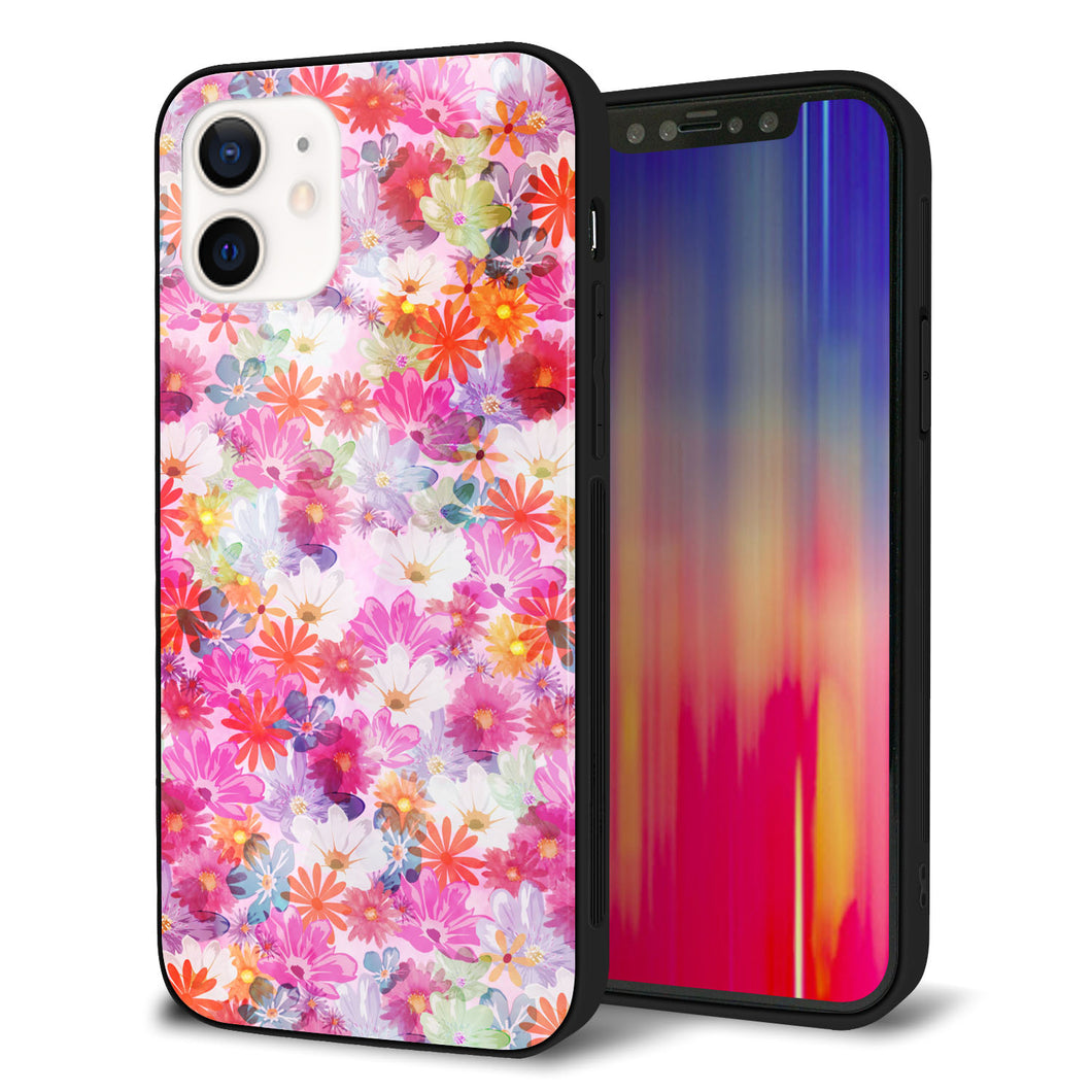 iPhone12 強化ガラス＆TPUスマホケース ガラプリ【SC874 リバティプリント プレスドフラワー（ピンク）】