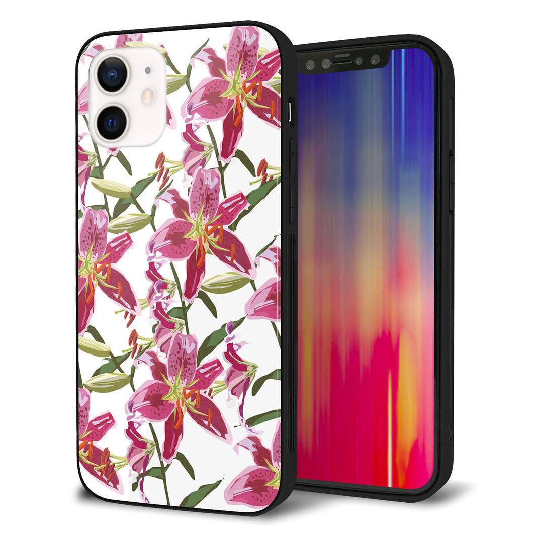 iPhone12 強化ガラス＆TPUスマホケース ガラプリ【SC892 ボタニカル スカーレットリリー】