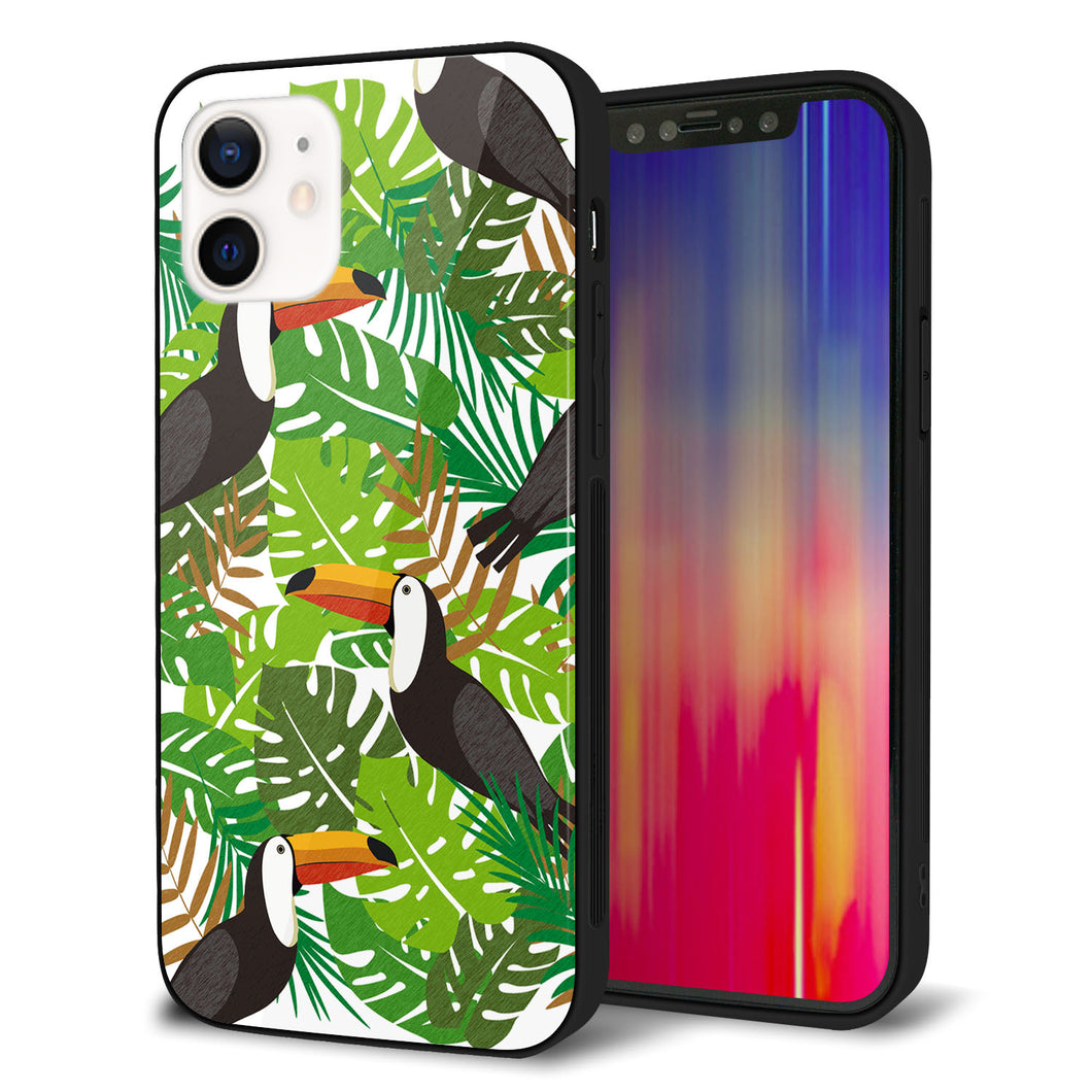 iPhone12 強化ガラス＆TPUスマホケース ガラプリ【SC894 ボタニカル トロピカルバード】