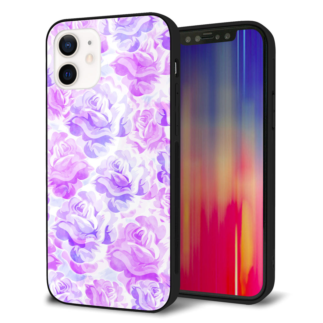 iPhone12 強化ガラス＆TPUスマホケース ガラプリ【SC929 ローズ パープル】