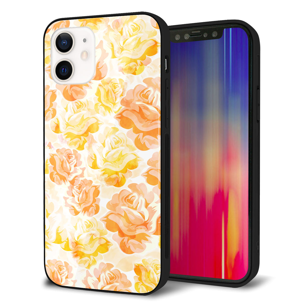 iPhone12 強化ガラス＆TPUスマホケース ガラプリ【SC931 ローズ イエロー】