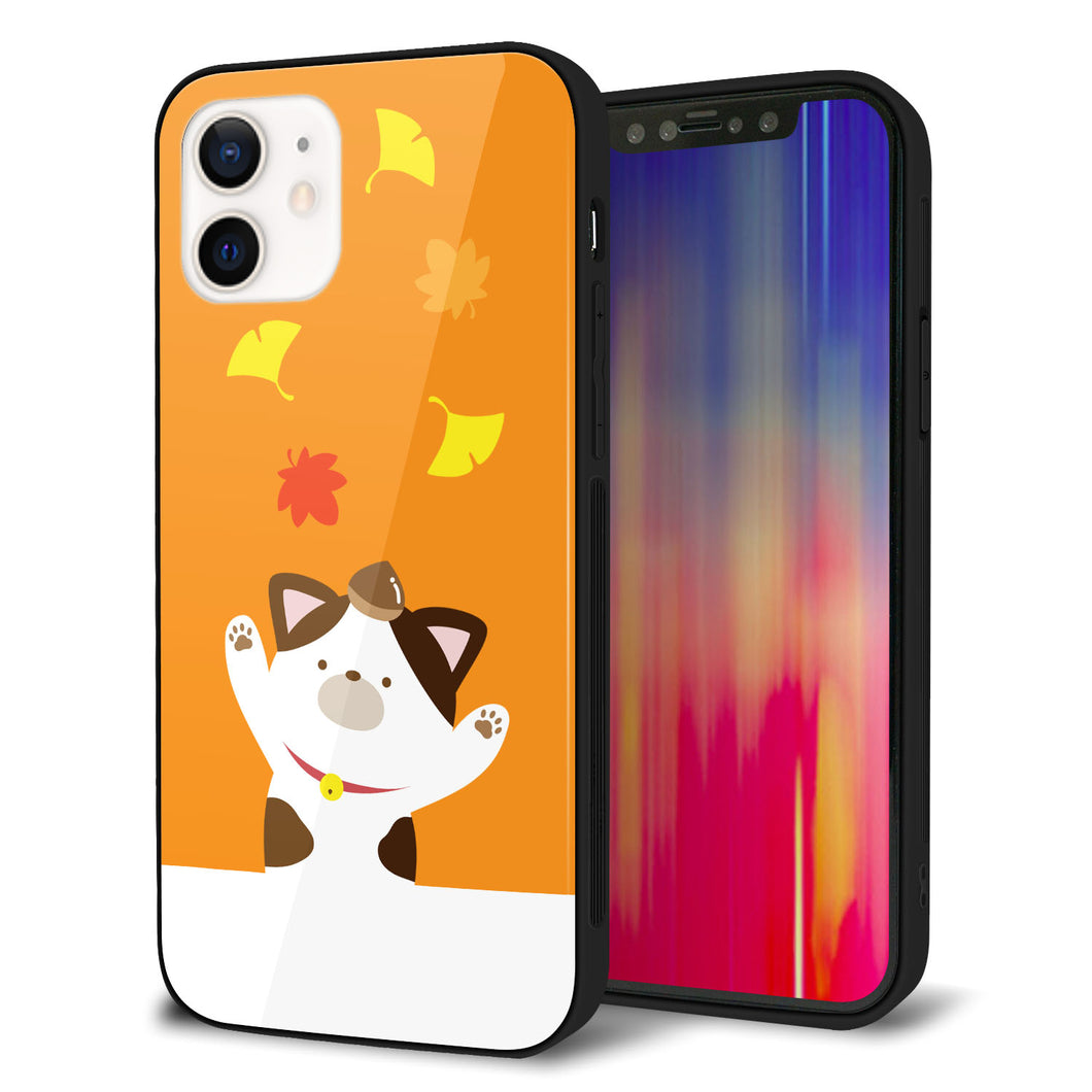 iPhone12 強化ガラス＆TPUスマホケース ガラプリ【TA018 秋みけ】