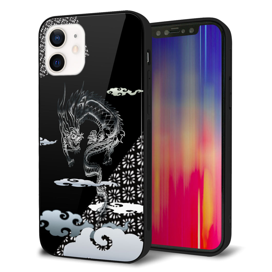 iPhone12 強化ガラス＆TPUスマホケース ガラプリ【YC906 雲竜01】