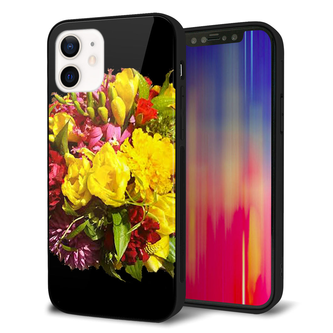 iPhone12 強化ガラス＆TPUスマホケース ガラプリ【YI883 フラワー４】