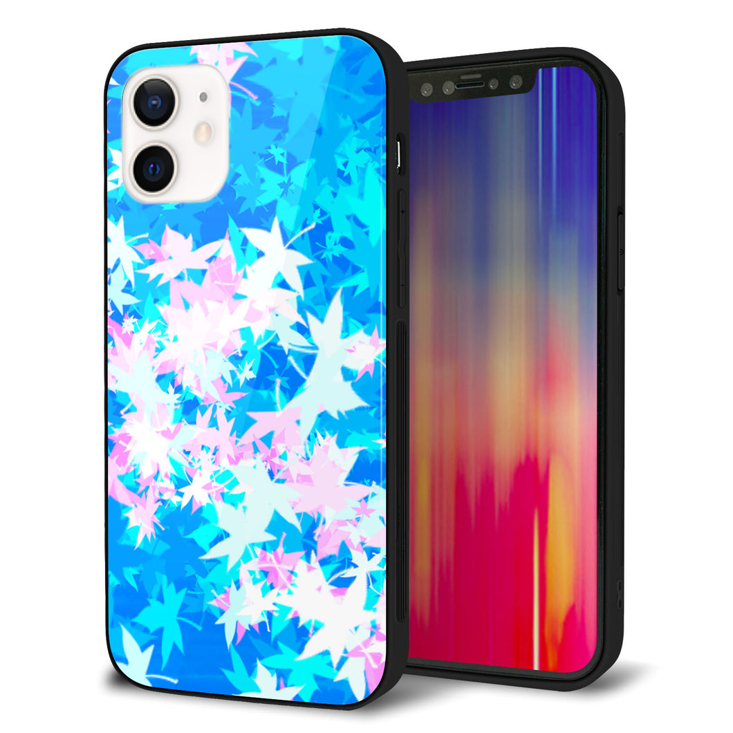 iPhone12 強化ガラス＆TPUスマホケース ガラプリ【YJ290 デザインもみじ】