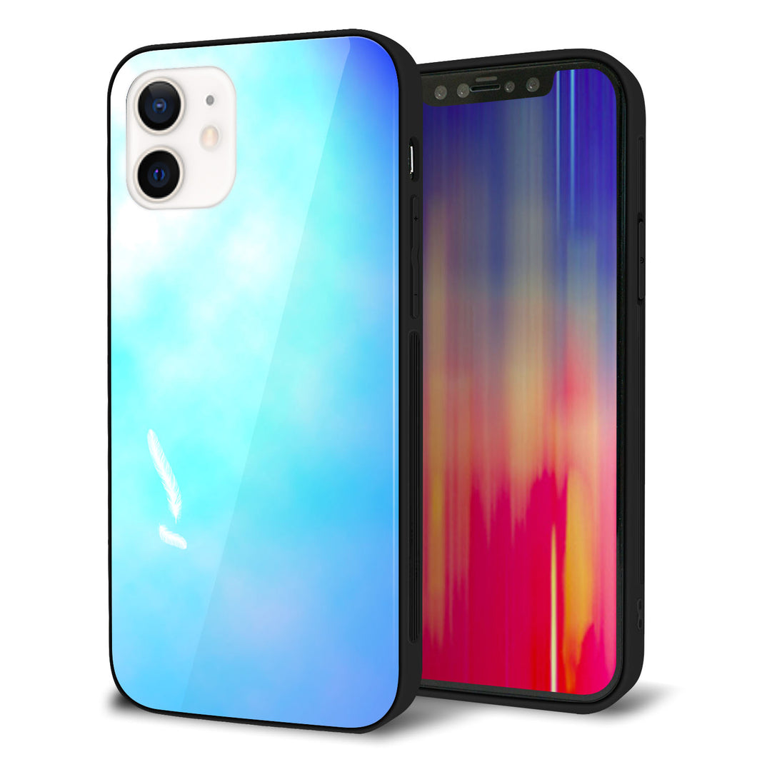 iPhone12 強化ガラス＆TPUスマホケース ガラプリ【YJ291 デザイン 光】