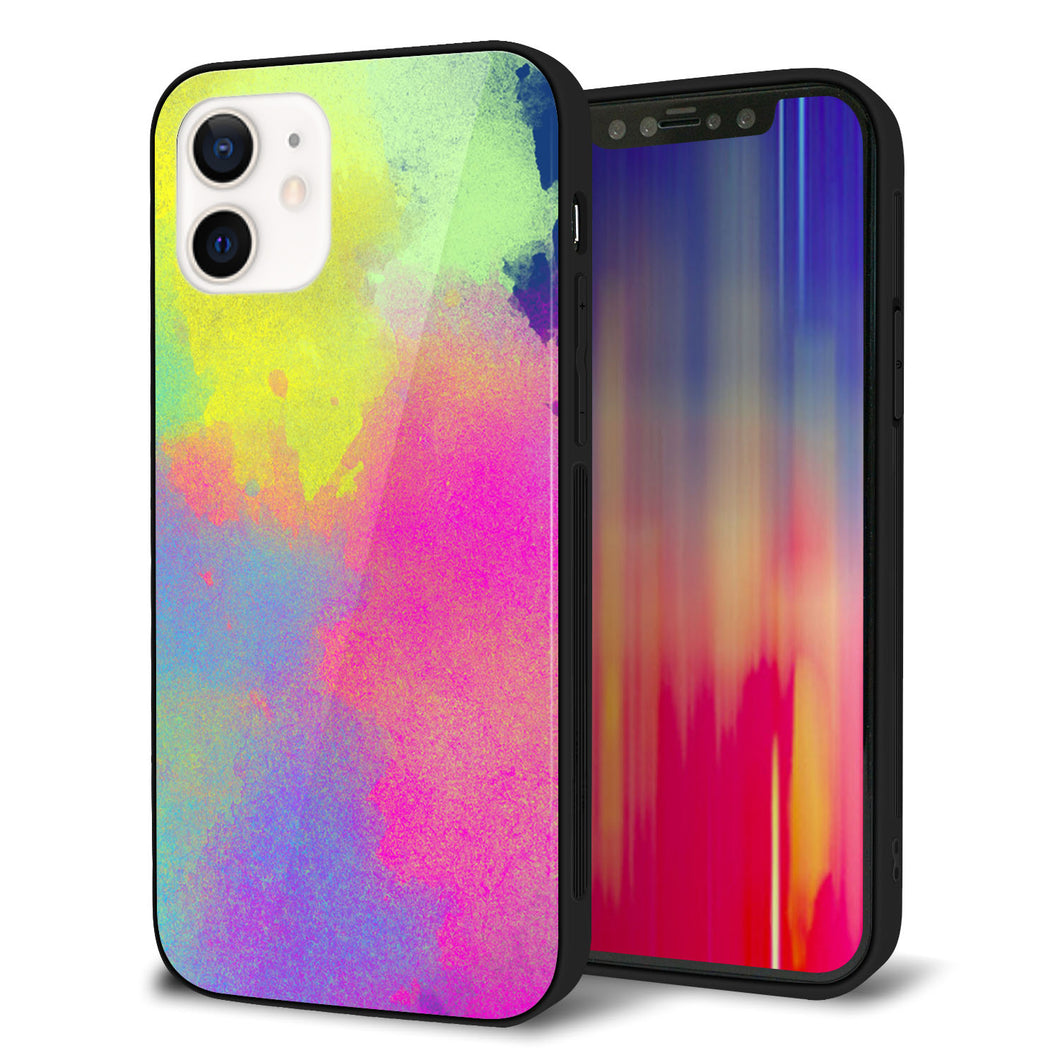 iPhone12 強化ガラス＆TPUスマホケース ガラプリ【YJ294 デザイン色彩】