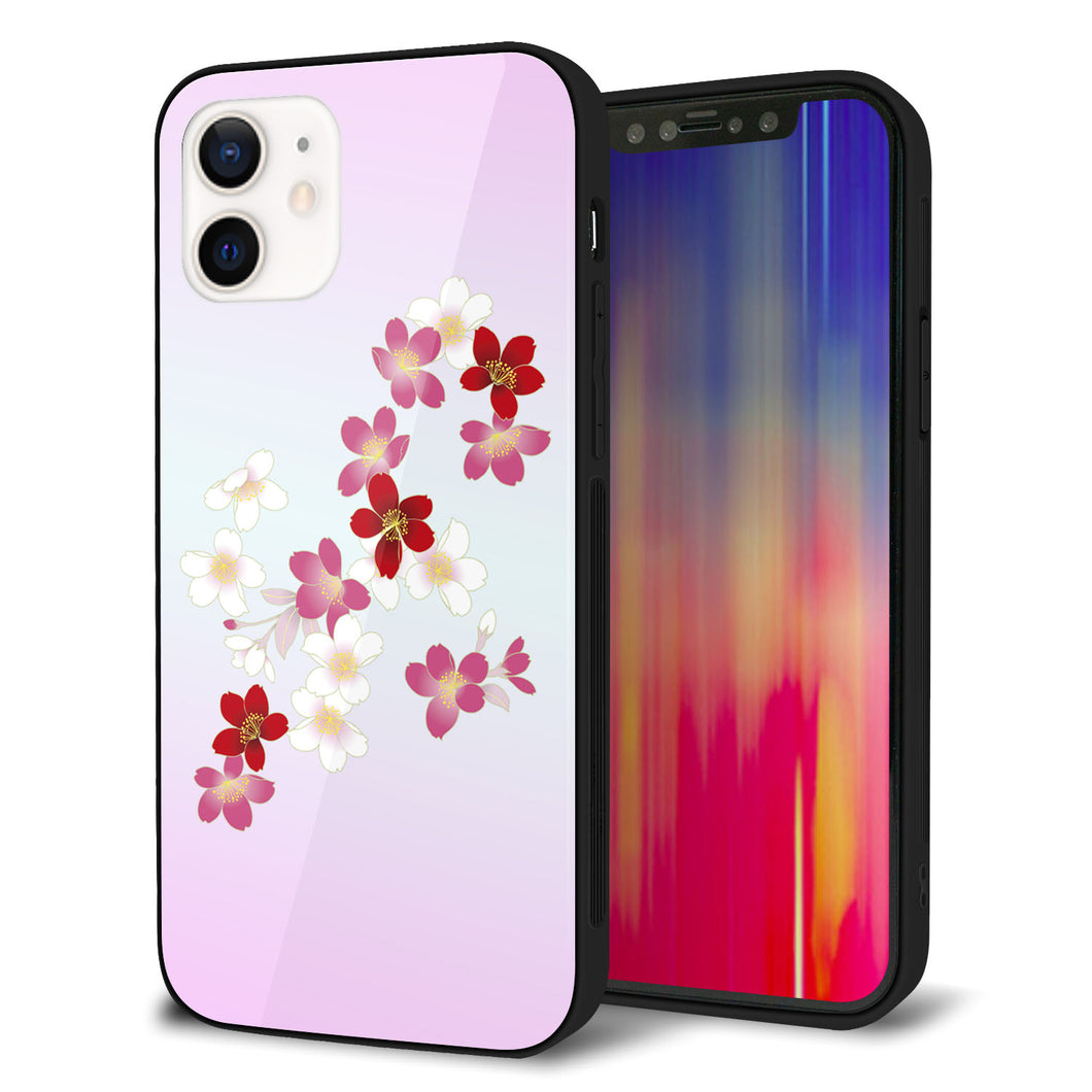 iPhone12 強化ガラス＆TPUスマホケース ガラプリ【YJ320 桜 和】