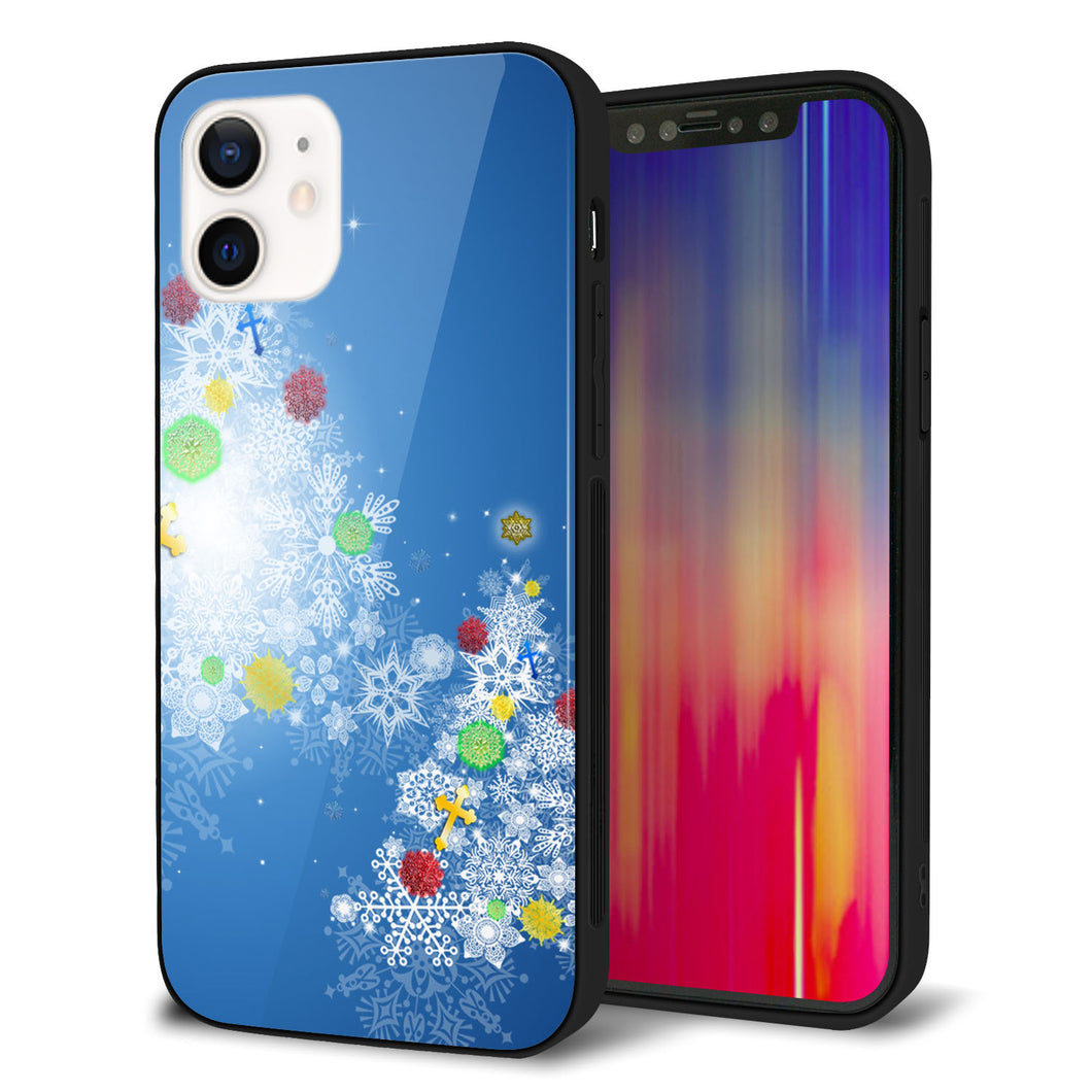 iPhone12 強化ガラス＆TPUスマホケース ガラプリ【YJ347 クリスマスツリー】