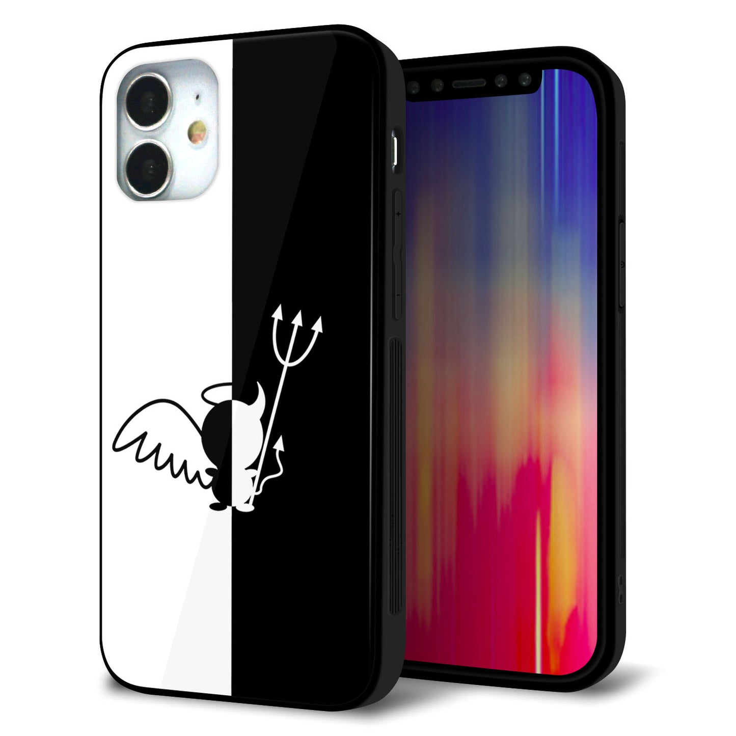 iPhone12 mini 強化ガラス＆TPUスマホケース ガラプリ【027 ハーフデビット】