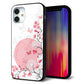 iPhone12 mini 強化ガラス＆TPUスマホケース ガラプリ【030 花と蝶（うす桃色）】