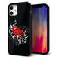 iPhone12 mini 強化ガラス＆TPUスマホケース ガラプリ【032 クリスタルハート】