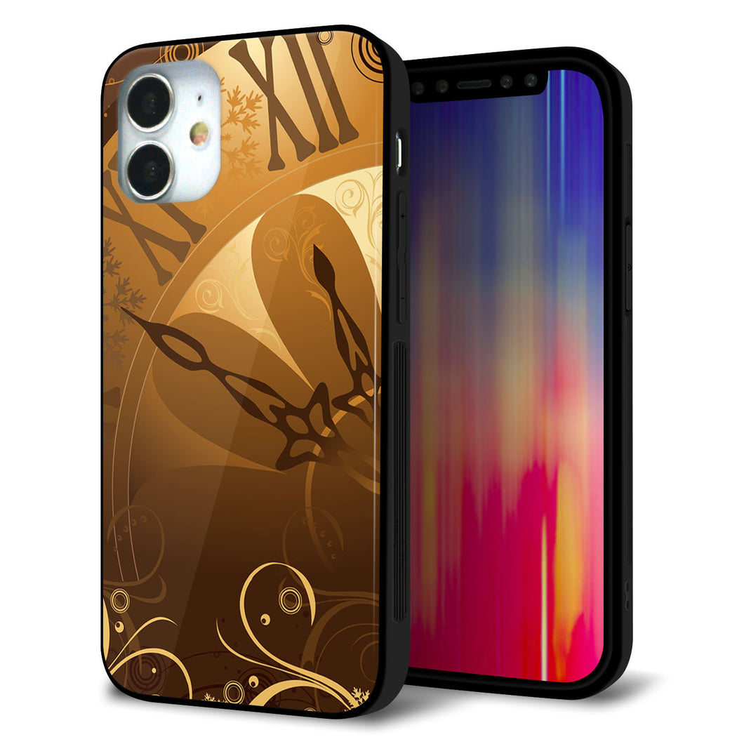 iPhone12 mini 強化ガラス＆TPUスマホケース ガラプリ【185 時を刻む針】