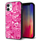 iPhone12 mini 強化ガラス＆TPUスマホケース ガラプリ【383 ピンクのハート】
