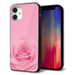 iPhone12 mini 強化ガラス＆TPUスマホケース ガラプリ【401 ピンクのバラ】