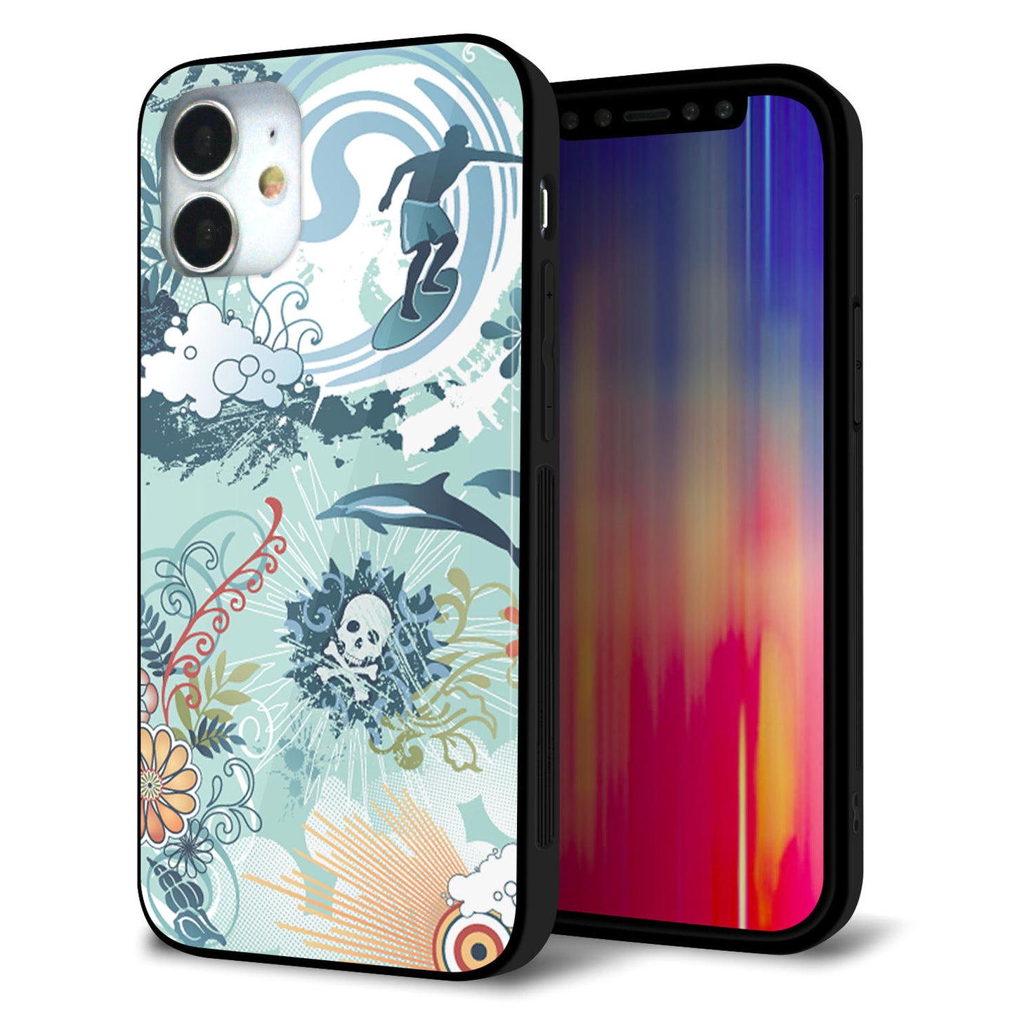 iPhone12 mini 強化ガラス＆TPUスマホケース ガラプリ【431 ハワイ】