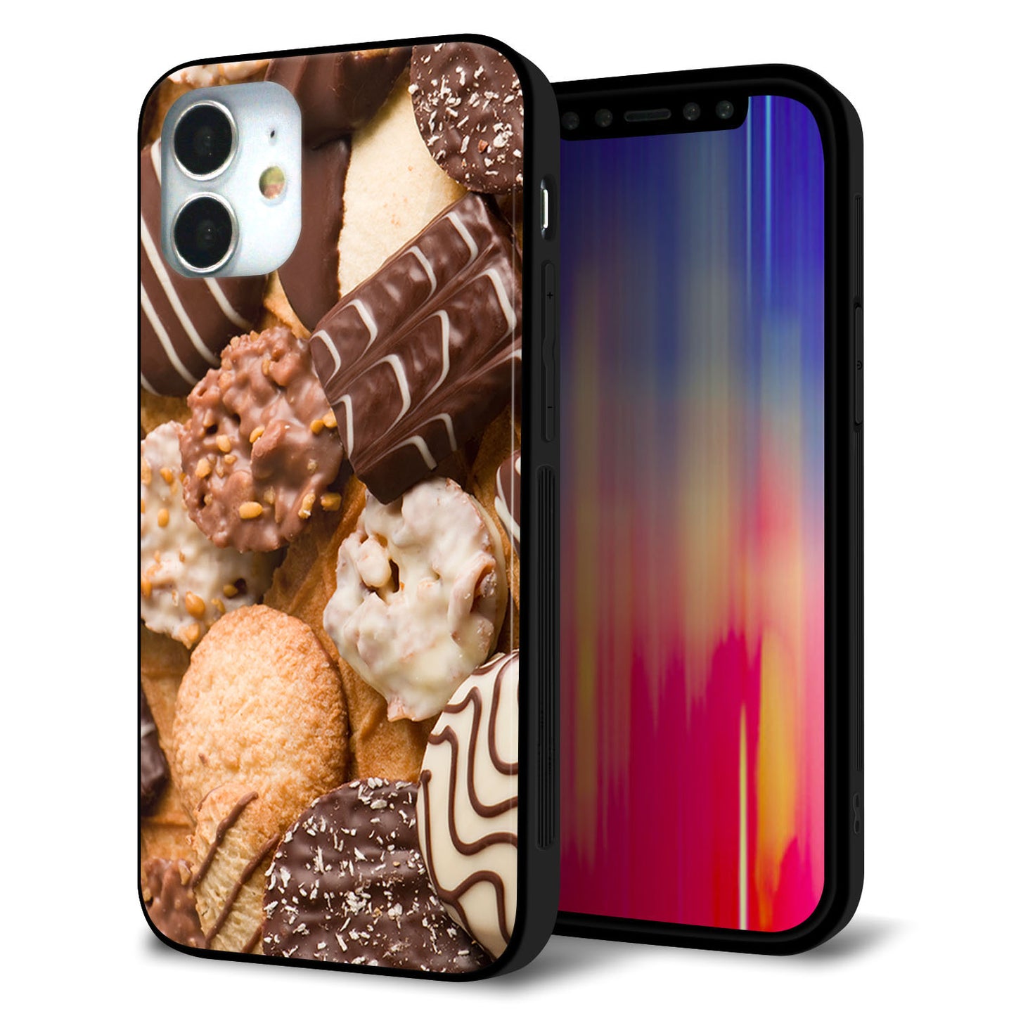 iPhone12 mini 強化ガラス＆TPUスマホケース ガラプリ【442 クッキー mix】