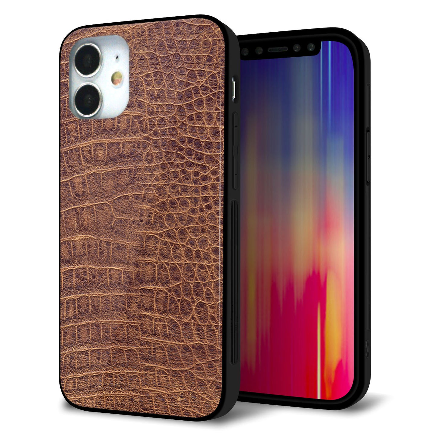 iPhone12 mini 強化ガラス＆TPUスマホケース ガラプリ【463 クロコダイル】