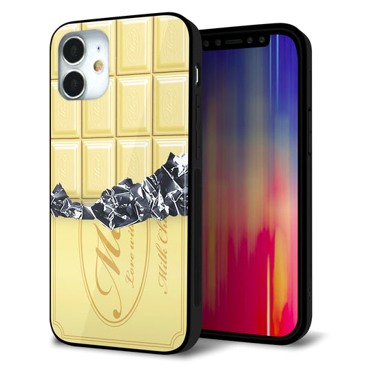 iPhone12 mini 強化ガラス＆TPUスマホケース ガラプリ【553 板チョコ?ホワイト】