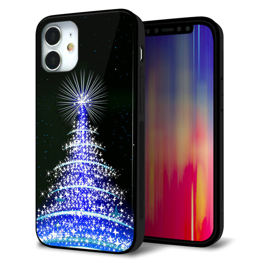 iPhone12 mini 強化ガラス＆TPUスマホケース ガラプリ【589 ブルーライトツリー】