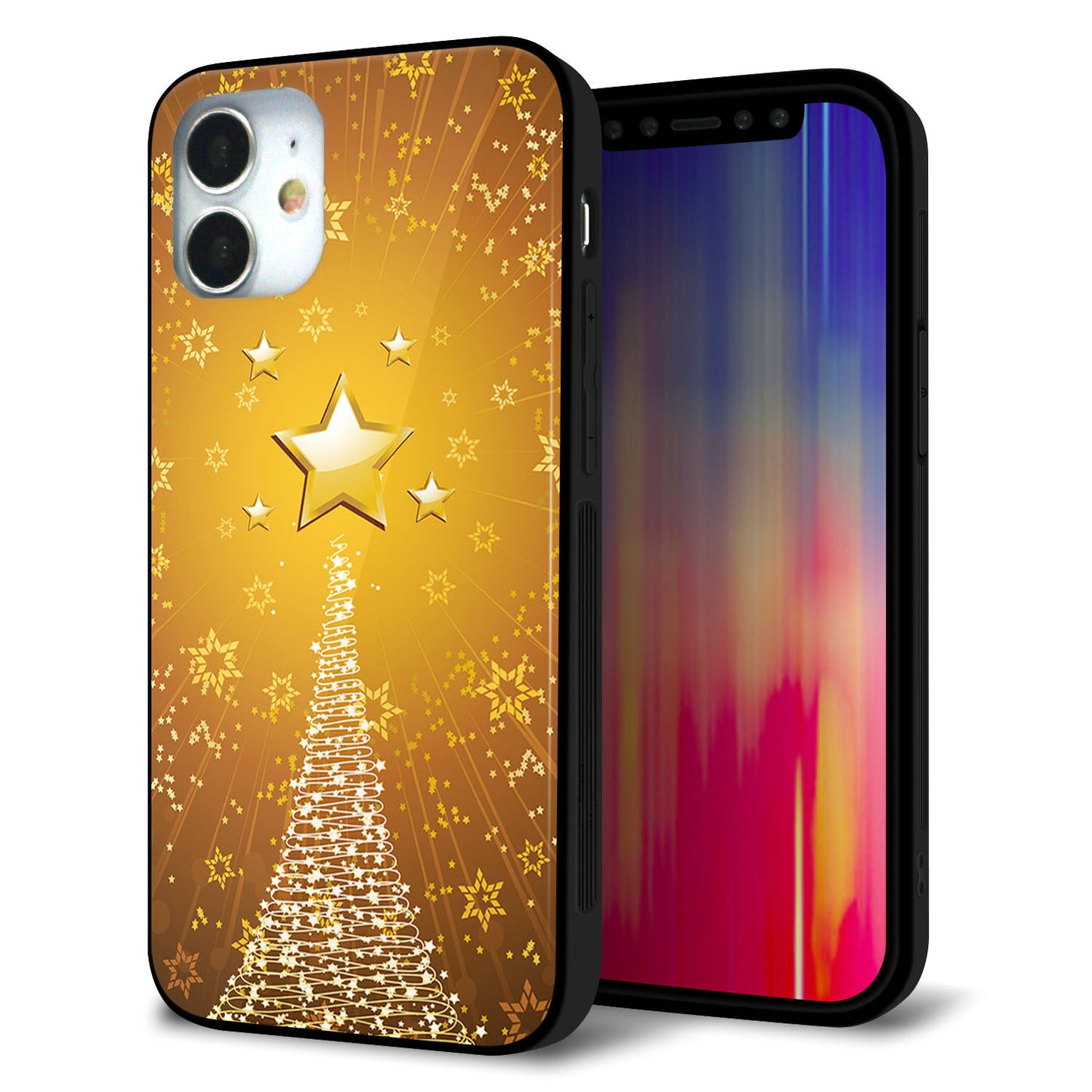 iPhone12 mini 強化ガラス＆TPUスマホケース ガラプリ【590 光の塔】